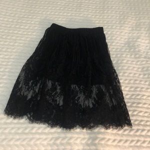 Black skirt with lace, lace ends about knee length
